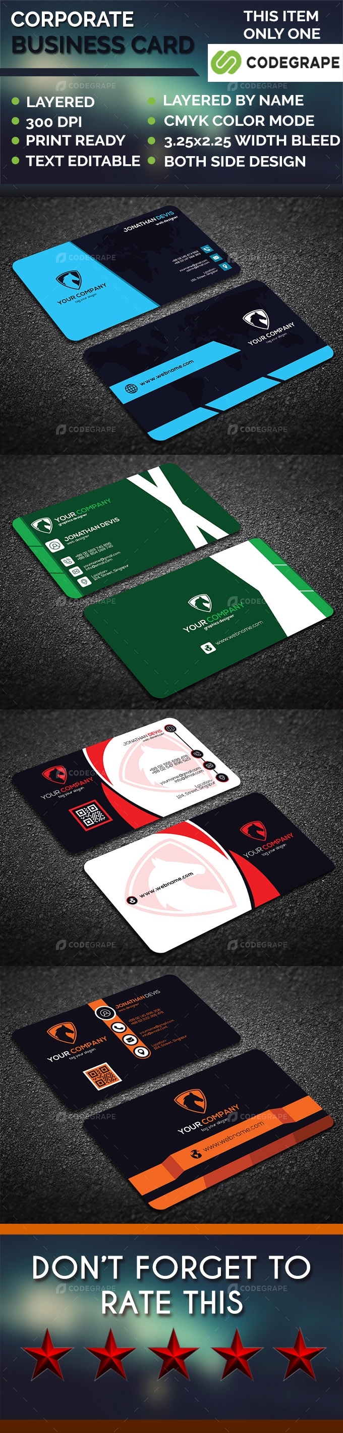 Corporate Business Card 4 in 1