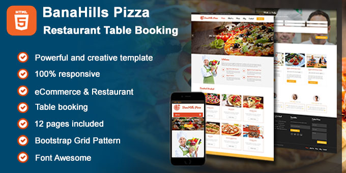 BanaHills Pizza - Restaurant Table Booking HTML Template
