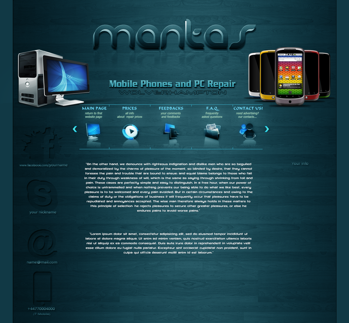 Mobile phones and PC website template