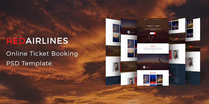 Red Airlines Online Air Ticket Booking PSD Template