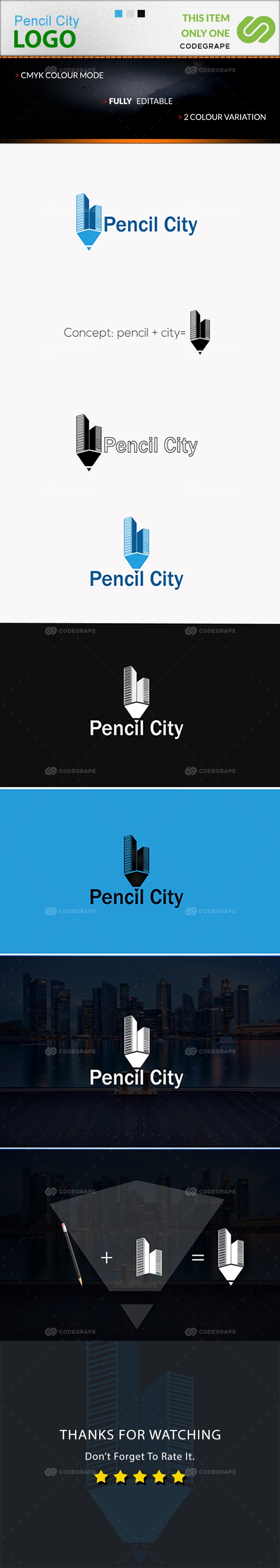 Creative Pencil City Logo design