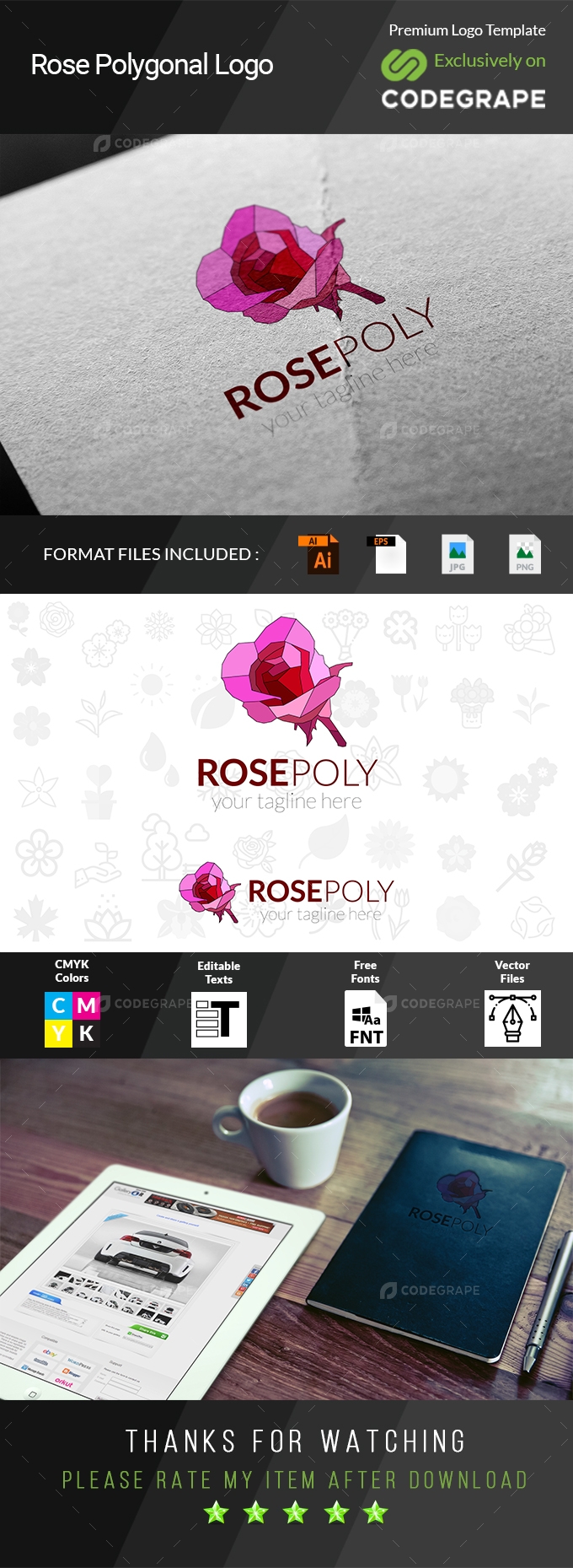 Rose Polygonal Logo