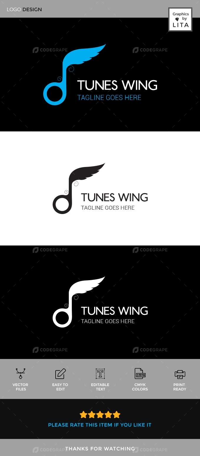 Tunes Wing Logo Template