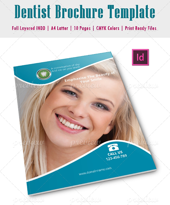 Dental office brochure with a beautiful smiling girl.
